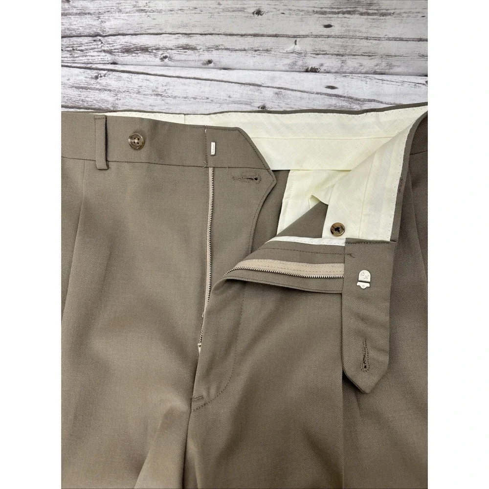 VTG Brooks Brothers Dress Pants Pleated Cuffed Made in USA 100% Wool Men 36R NWT